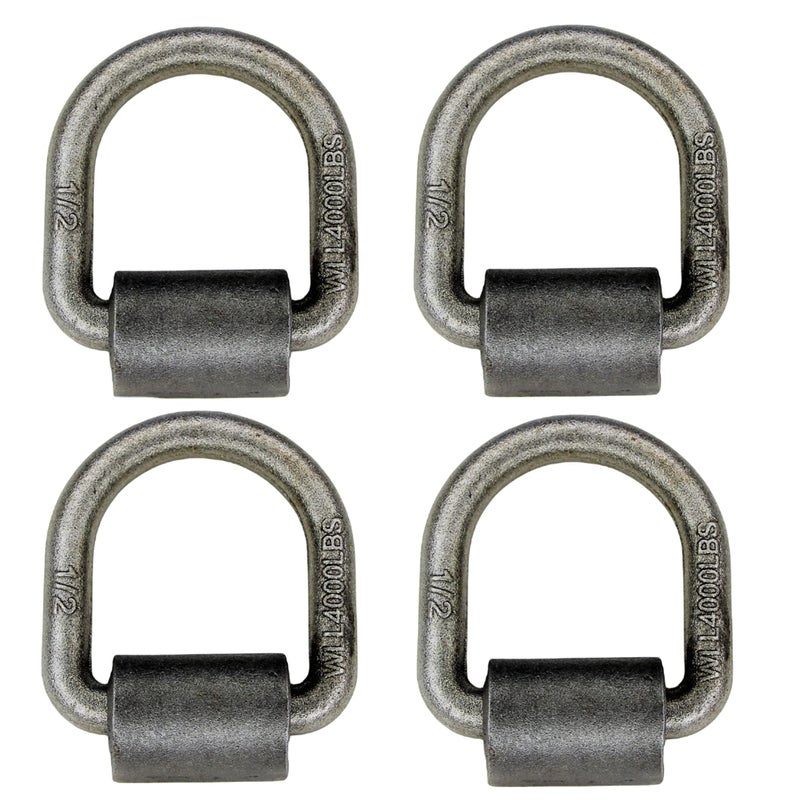 WorldPac (Pack of 4) 1/2-inch, 4,000 Lbs Working Load Limit Capacity Weld-on Flip D-Ring Anchor - Image 1